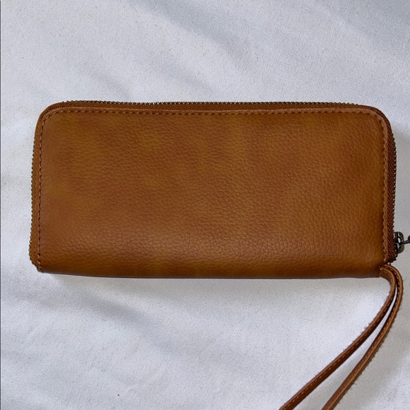 Free People Brown Distressed Vegan Leather Wallet Wristlet - Picture 7 of 16